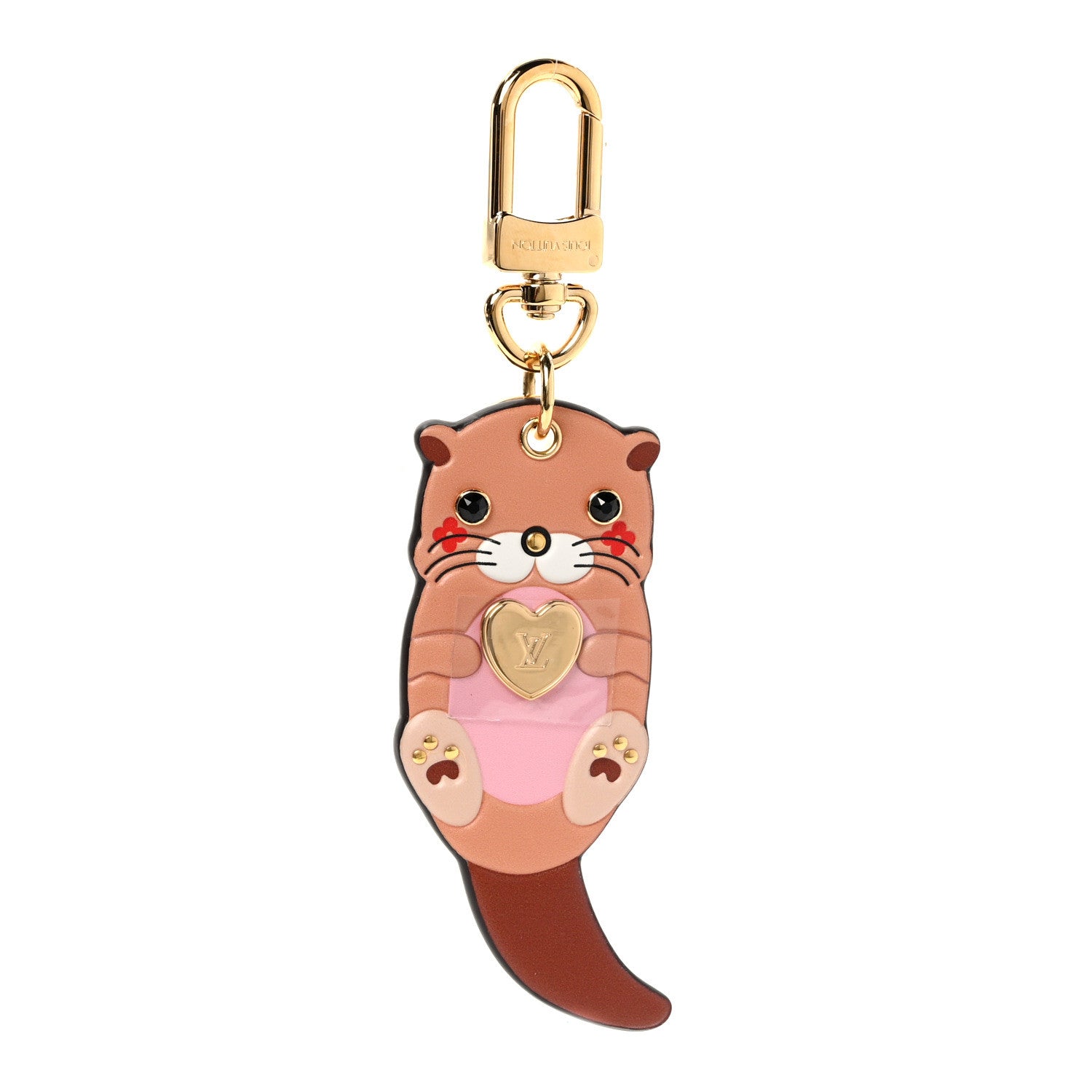 Louis Vuitton Calfskin Monogram LV Animals Otter Bag Charm Key Holder Pink 1 of 4