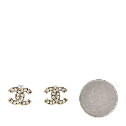 Chanel Crystal CC Earrings Gold 2 of 5