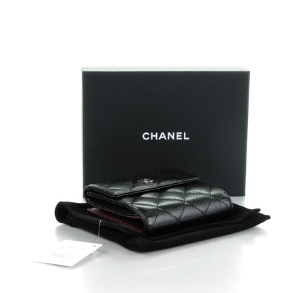 Chanel Caviar Quilted Compact French Flap Wallet Black 5 of 8