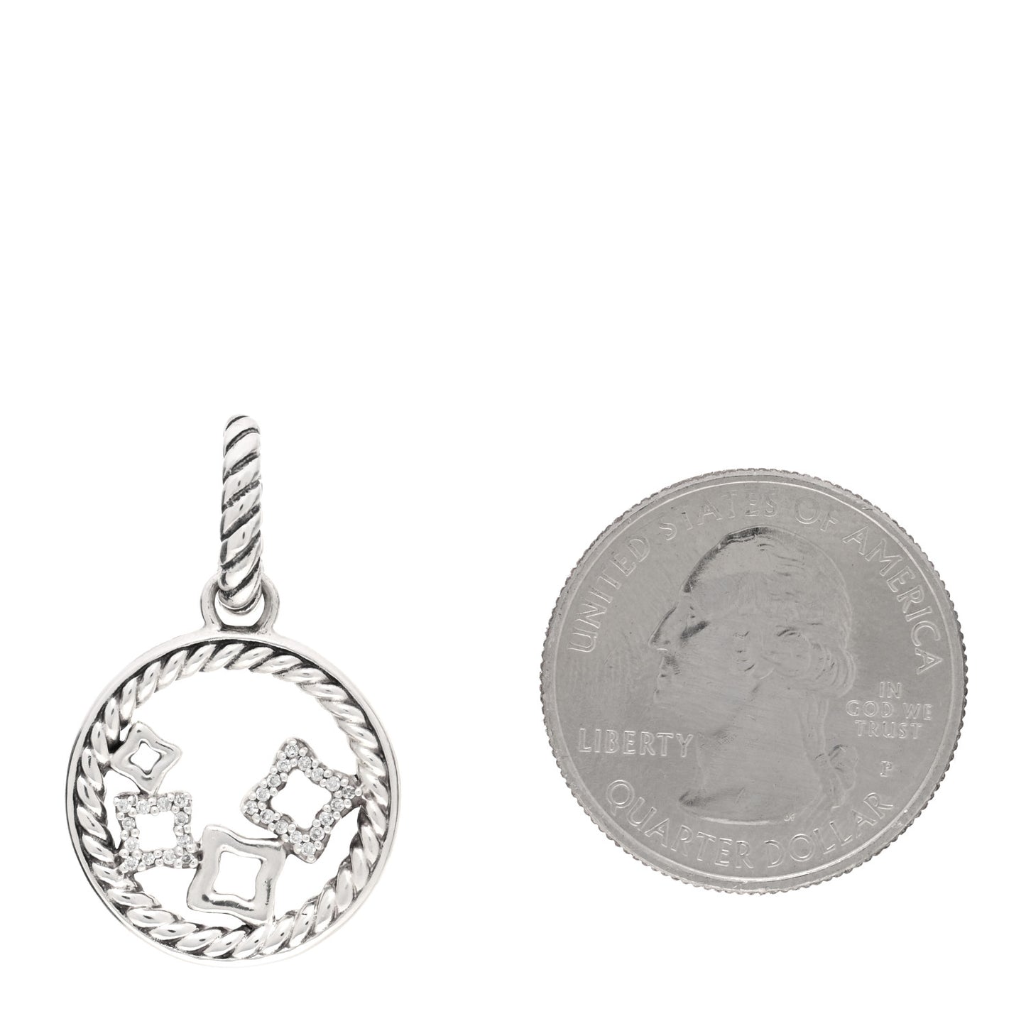Sterling Silver Diamond Small Quatrefoil Pendant