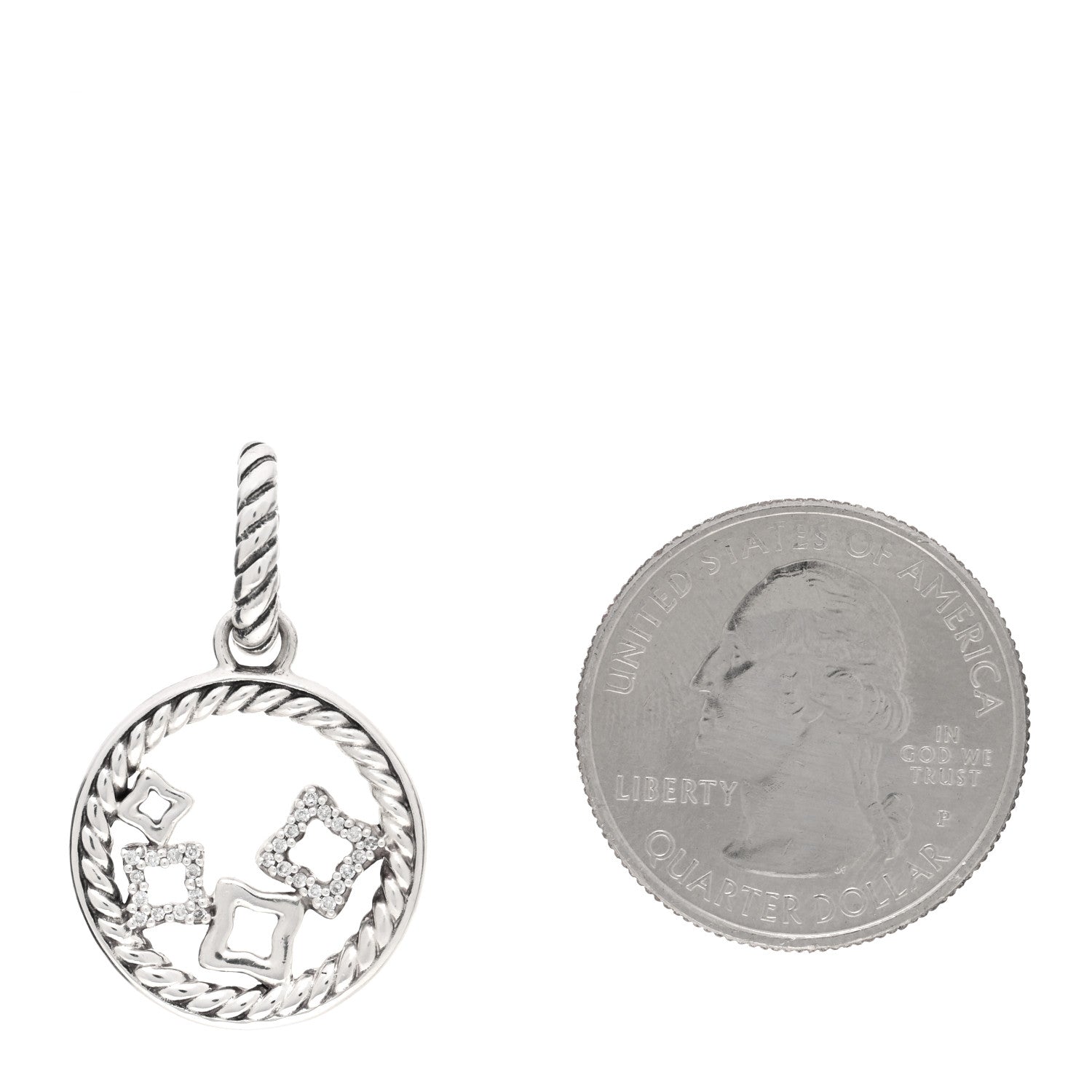 David Yurman Sterling Silver Diamond Small Quatrefoil Pendant 2 of 3