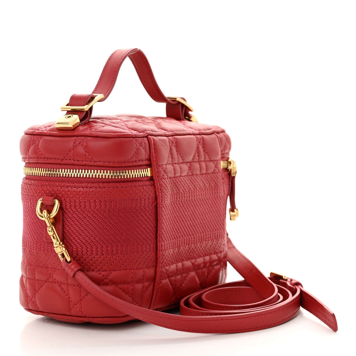 Christian Dior Lambskin Cannage Small Diortravel Vanity Case Red 3 of 11