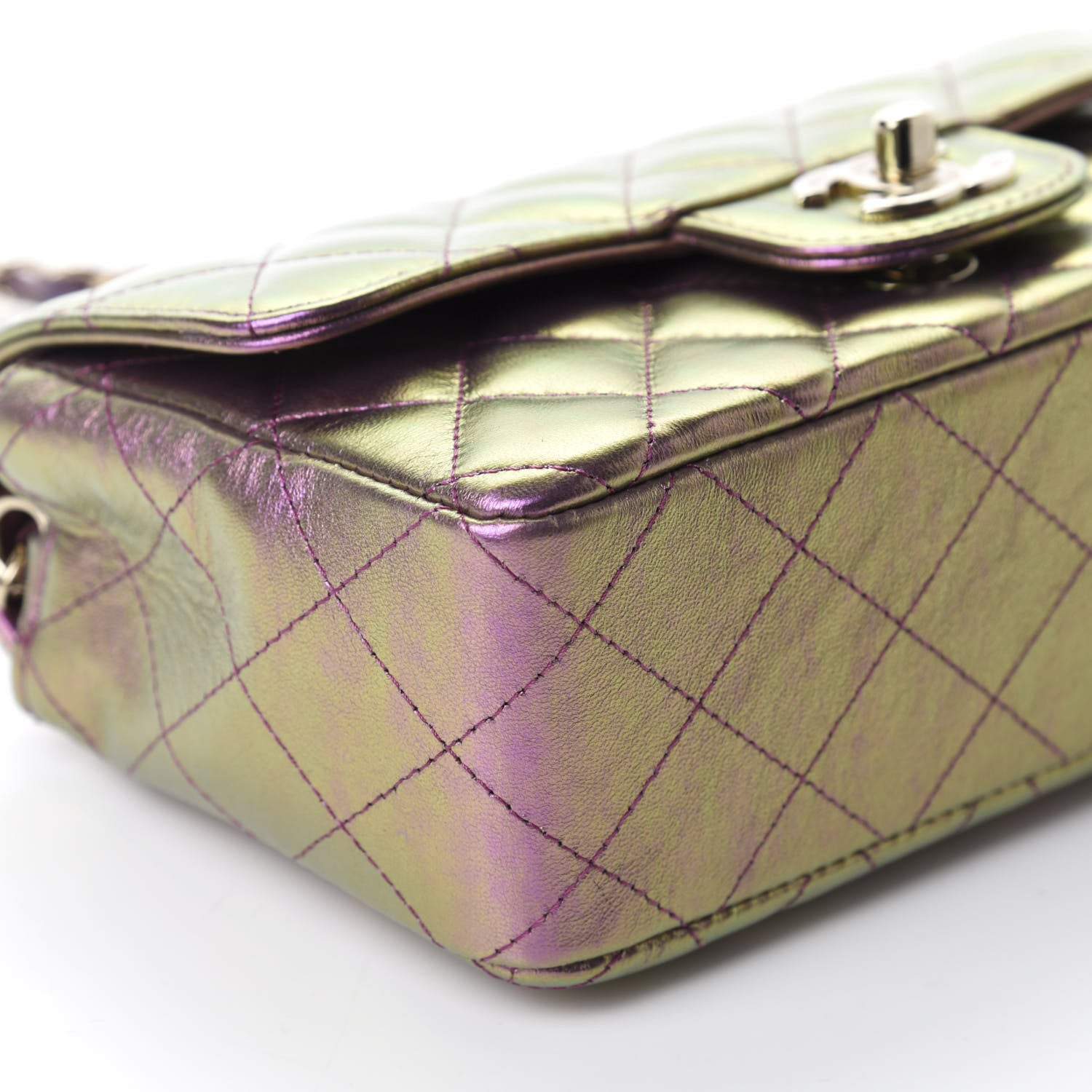 Chanel Iridescent Lambskin Quilted Mini Rectangular Flap Purple 6 of 11
