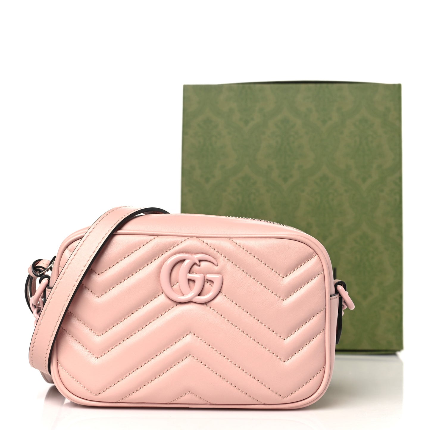 Calfskin Matelasse Monochrome Mini GG Marmont Chain Shoulder Bag Perfect Pink