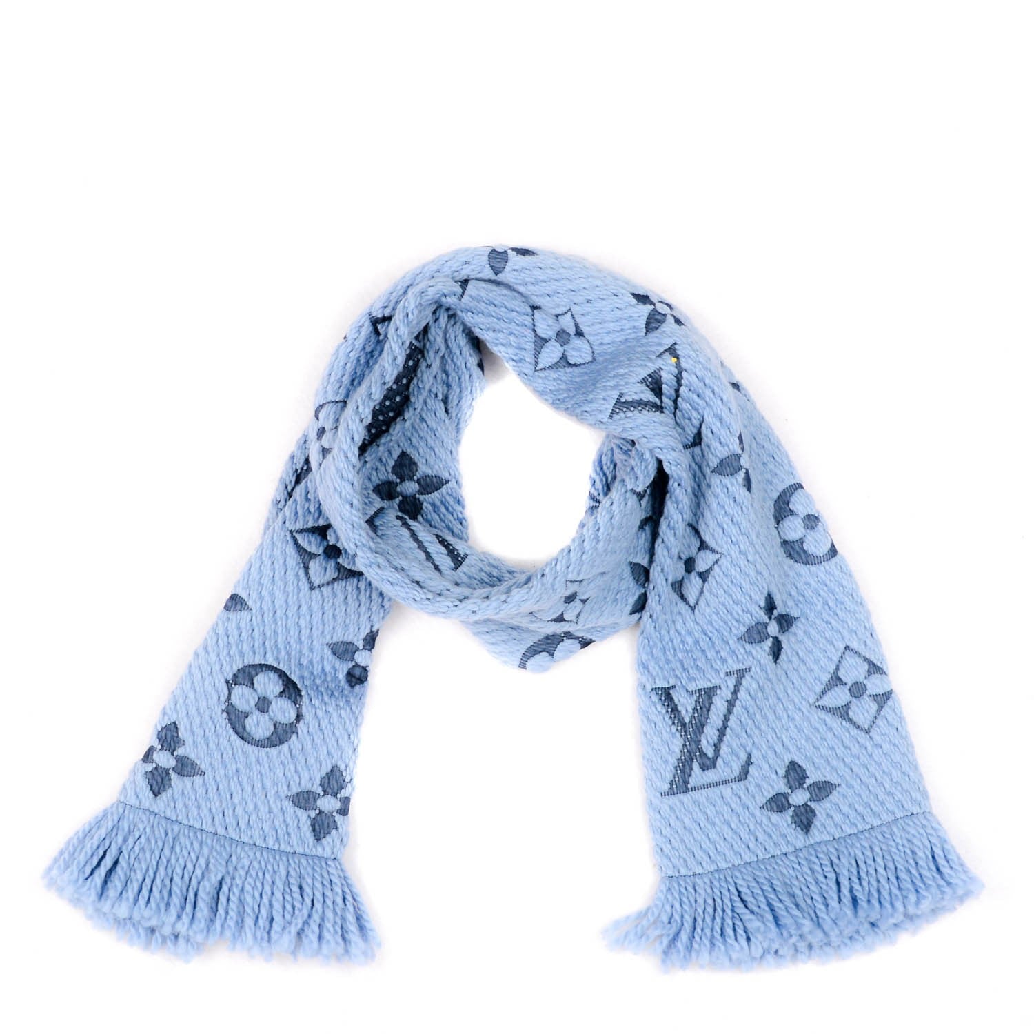 Louis Vuitton Wool Silk Logomania Scarf Blue 1 of 4