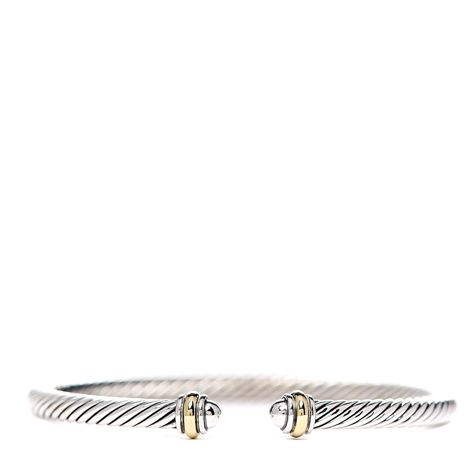 David Yurman Sterling Silver 18K Yellow Gold 4mm Cable Classics Bracelet 1 of 4