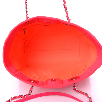 Chanel Mixed Fibers Small Deauville Tote Pink Orange 5 of 11