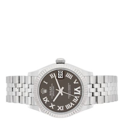 Rolex Stainless Steel 18K White Gold Diamond 31mm Oyster Perpetual Datejust Watch Dark Grey Roman 278274 2 of 5