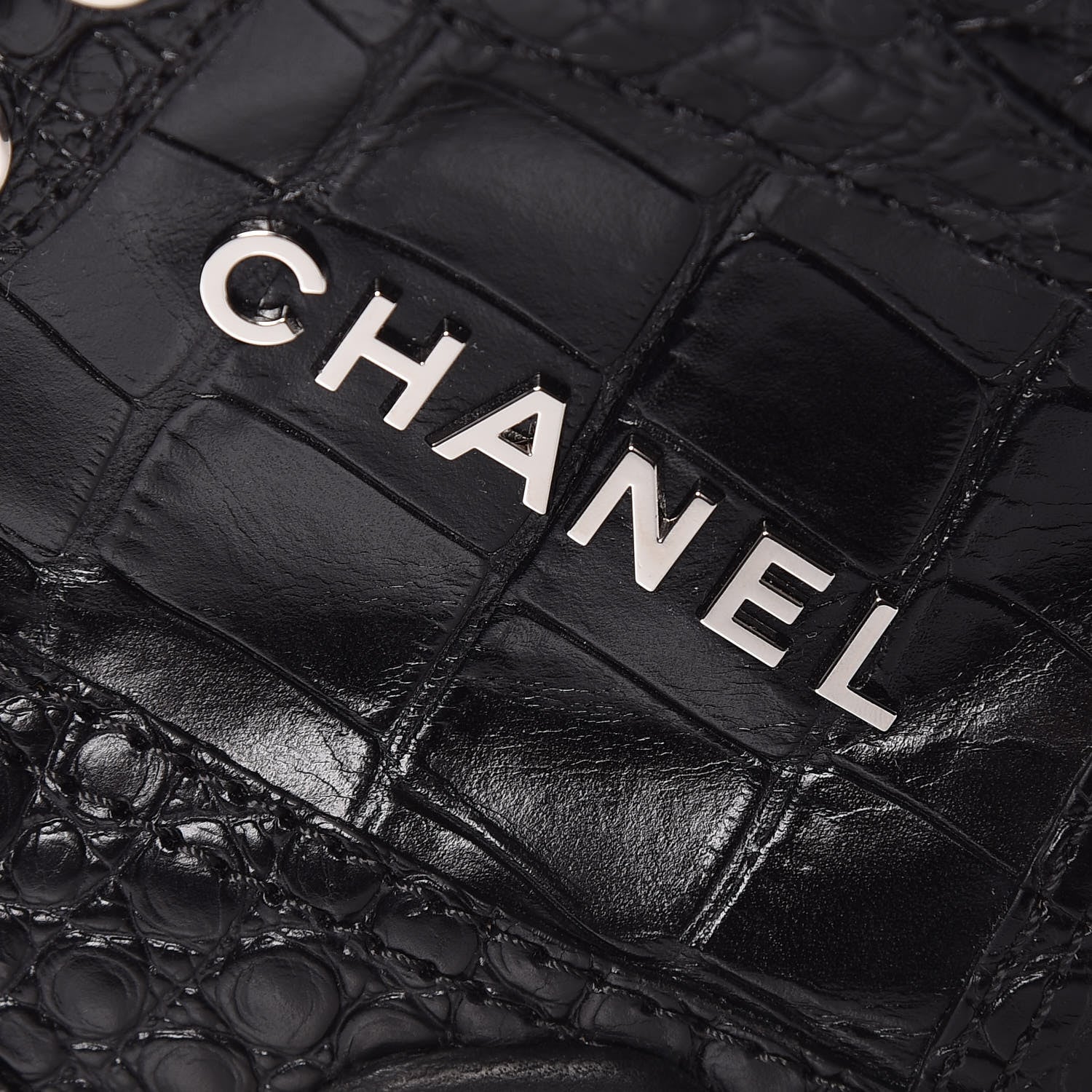 Chanel Calfskin Crocodile Embossed Mens Cocodile High Top Sneakers 43 Black 7 of 8