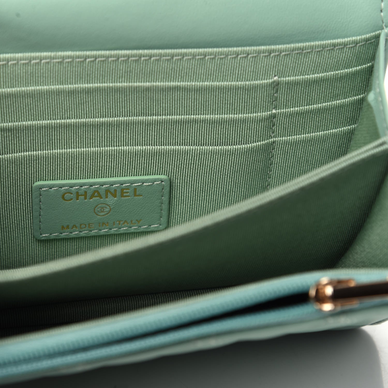 Chanel Lambskin Quilted Mini Wallet On Chain WOC Light Green 6 of 10
