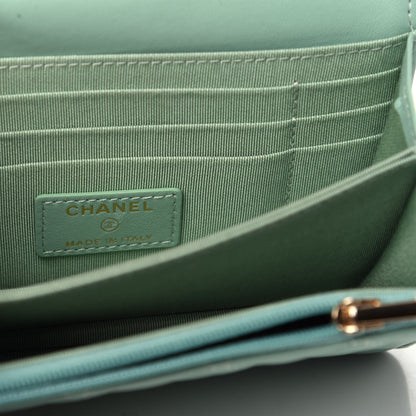 Chanel Lambskin Quilted Mini Wallet On Chain WOC Light Green 6 of 10