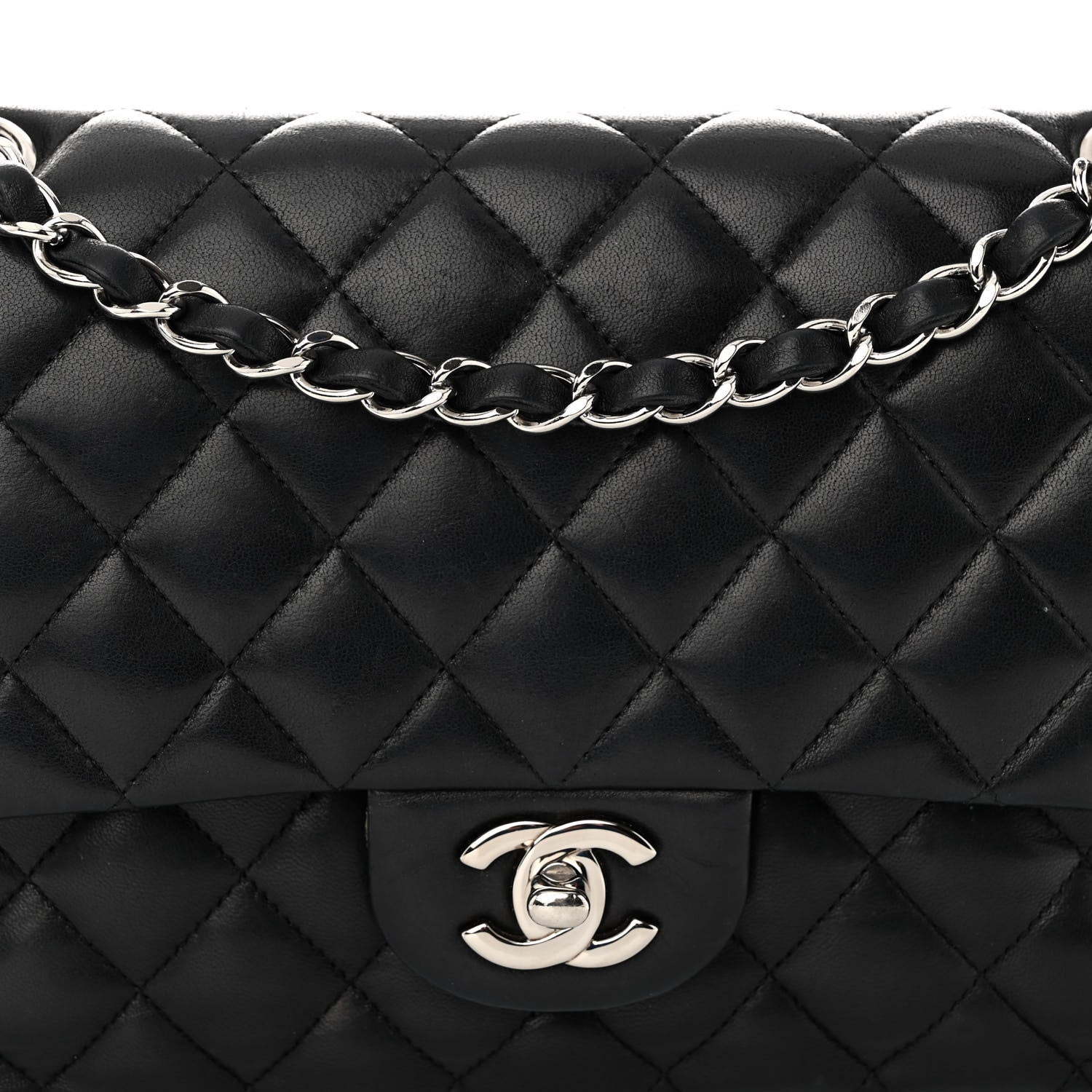 Chanel Lambskin Quilted Medium Double Flap Black 8 of 10