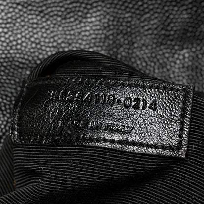 Saint Laurent Grain De Poudre Matelasse Chevron Large Monogram Satchel Black 7 of 14