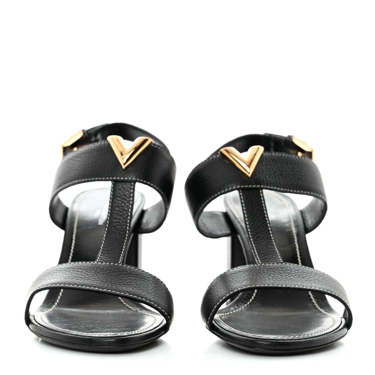 Louis Vuitton Grained Calfskin New Wave Sandals 38 Black 2 of 8