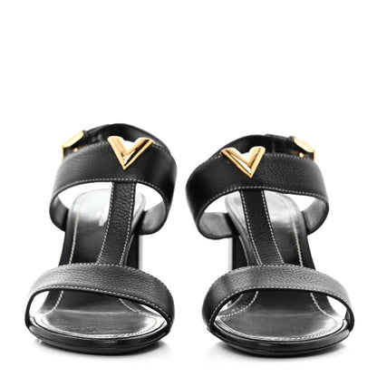 Louis Vuitton Grained Calfskin New Wave Sandals 38 Black 2 of 8