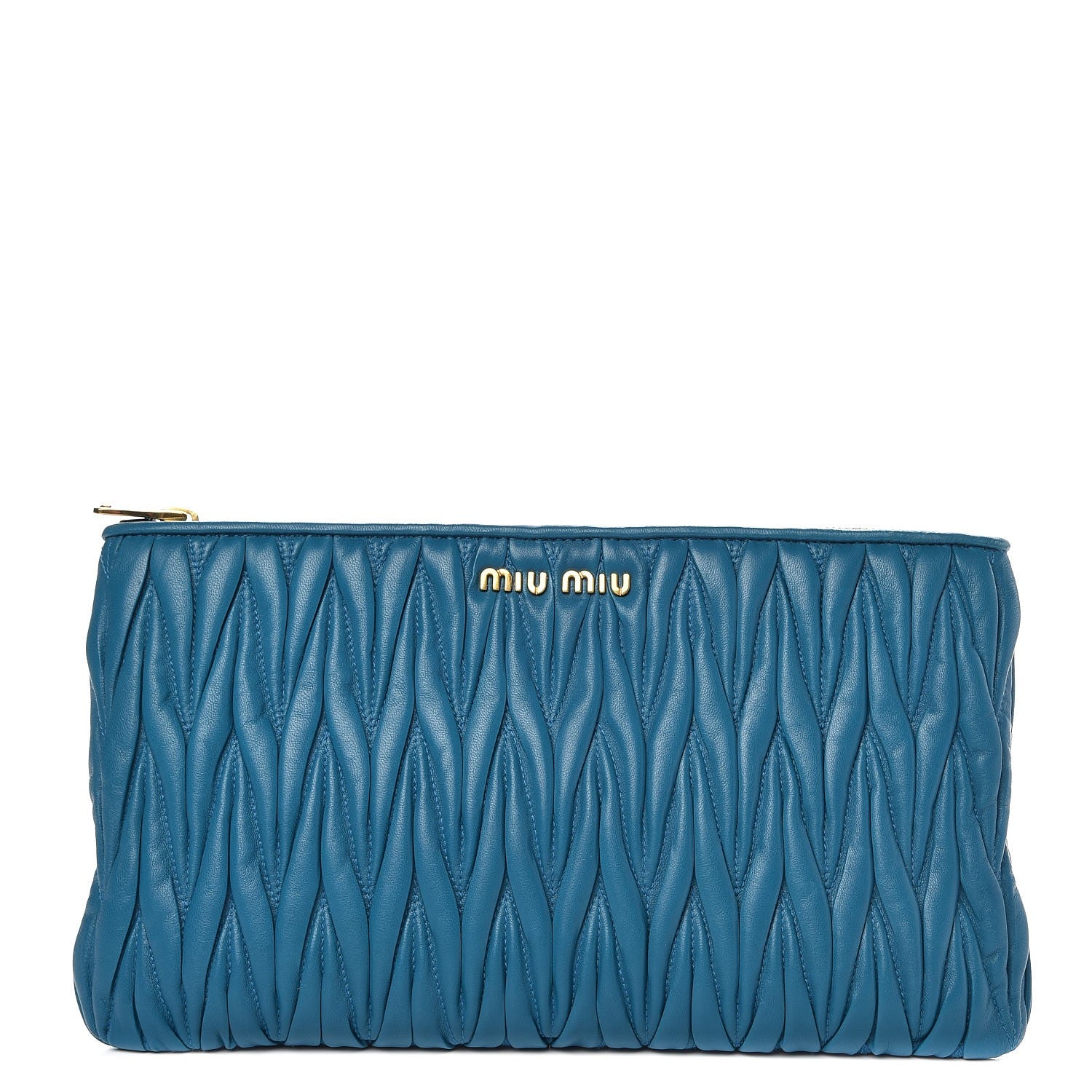 Miu Miu Nappa Matelasse Clutch Laguna 1 of 8