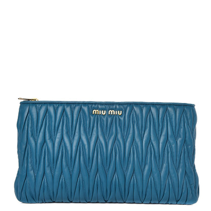 Miu Miu Nappa Matelasse Clutch Laguna 1 of 8