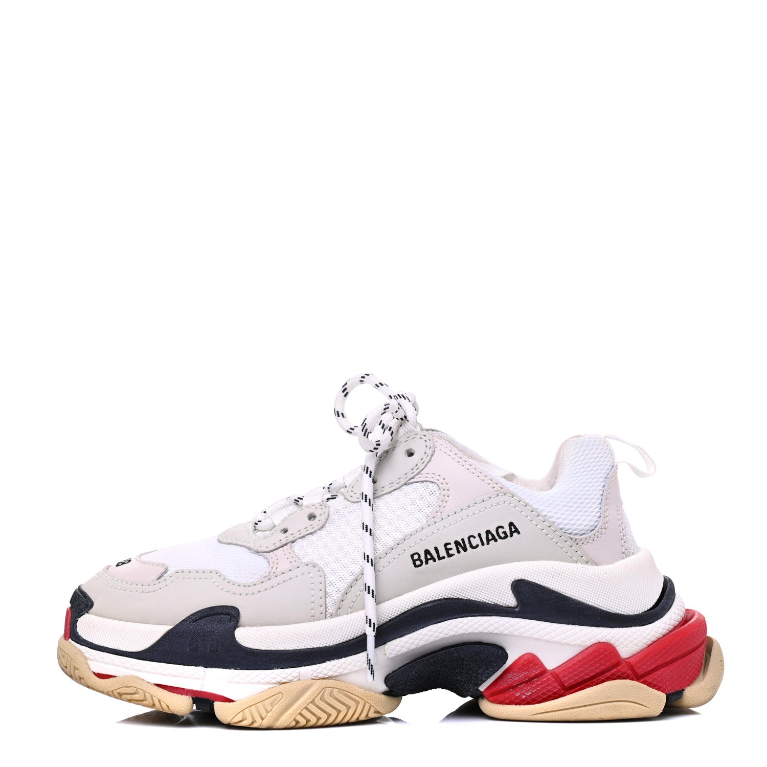 Balenciaga Fabric Mesh Womens Triple S Sneakers 38 Grey Red White 1 of 15