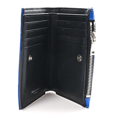 Saint Laurent Patent Grain De Poudre Matelasse Chevron Monogram Zipped Two-Part Wallet Royal Blue 5 of 10