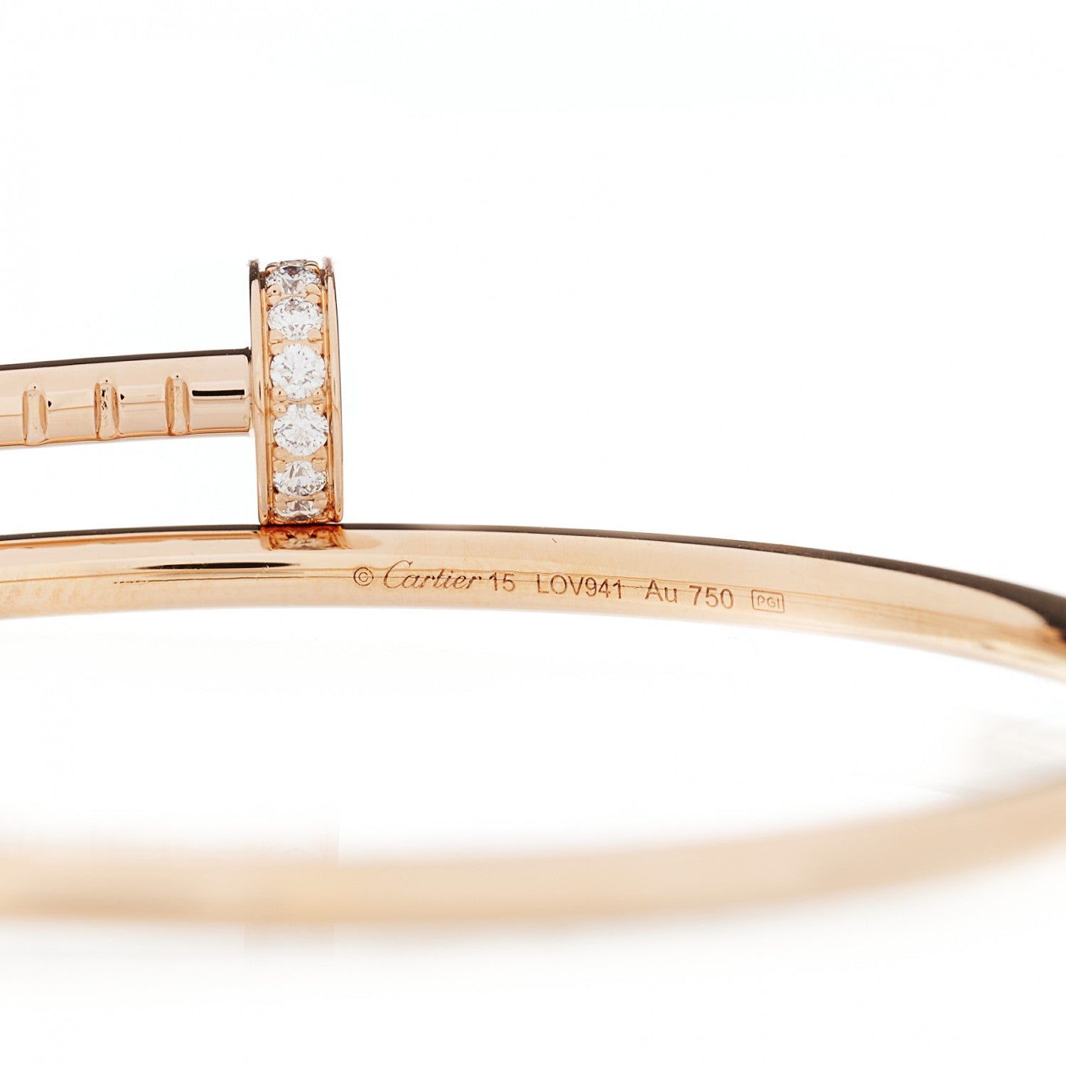 Cartier 18K Pink Gold Diamond Small Juste Un Clou Bracelet 15 3 of 3