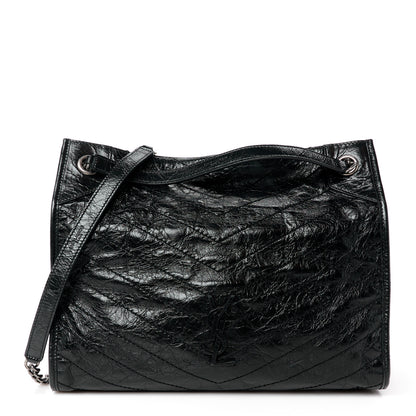 Saint Laurent Crinkled Calfskin Matelasse Monogram Medium Niki Shopper Tote Black 1 of 12