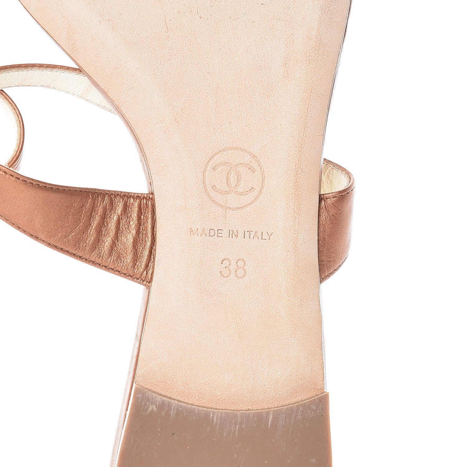 Chanel Metallic Calfskin CC Toe Ring Sandals 38 Bronze 8 of 19
