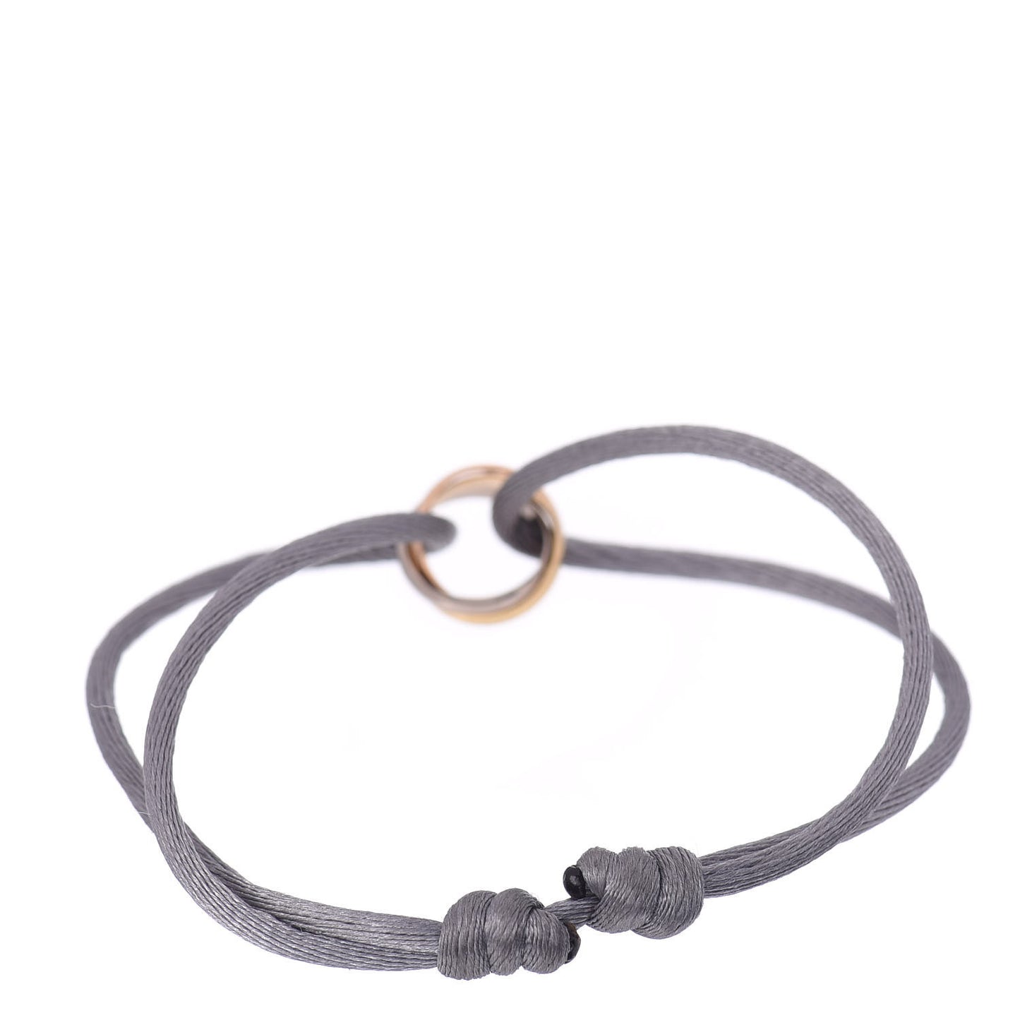 18K Pink Yellow White Gold Trinity Adjustable Cord Bracelet Gray