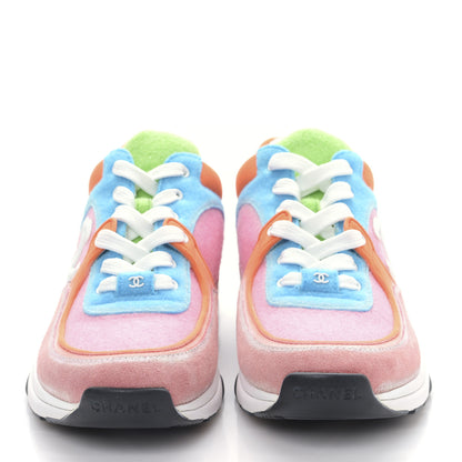 Chanel Fabric Suede Calfskin CC Sneakers 38.5 White Multicolor 2 of 8