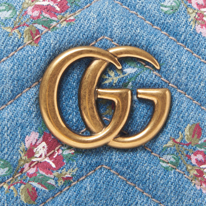 Gucci Denim Matelasse Flora GG Marmont Cosmetic Case Blue 7 of 9