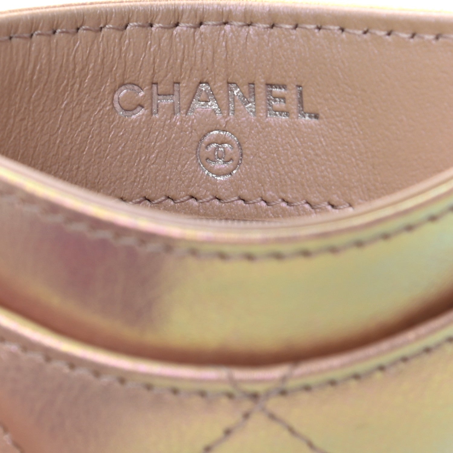 Chanel Iridescent Calfskin Quilted Card Holder Pink 6 of 8