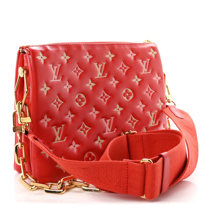 Louis Vuitton Lambskin Embossed Monogram Coussin PM Coquelicot Red 2 of 8