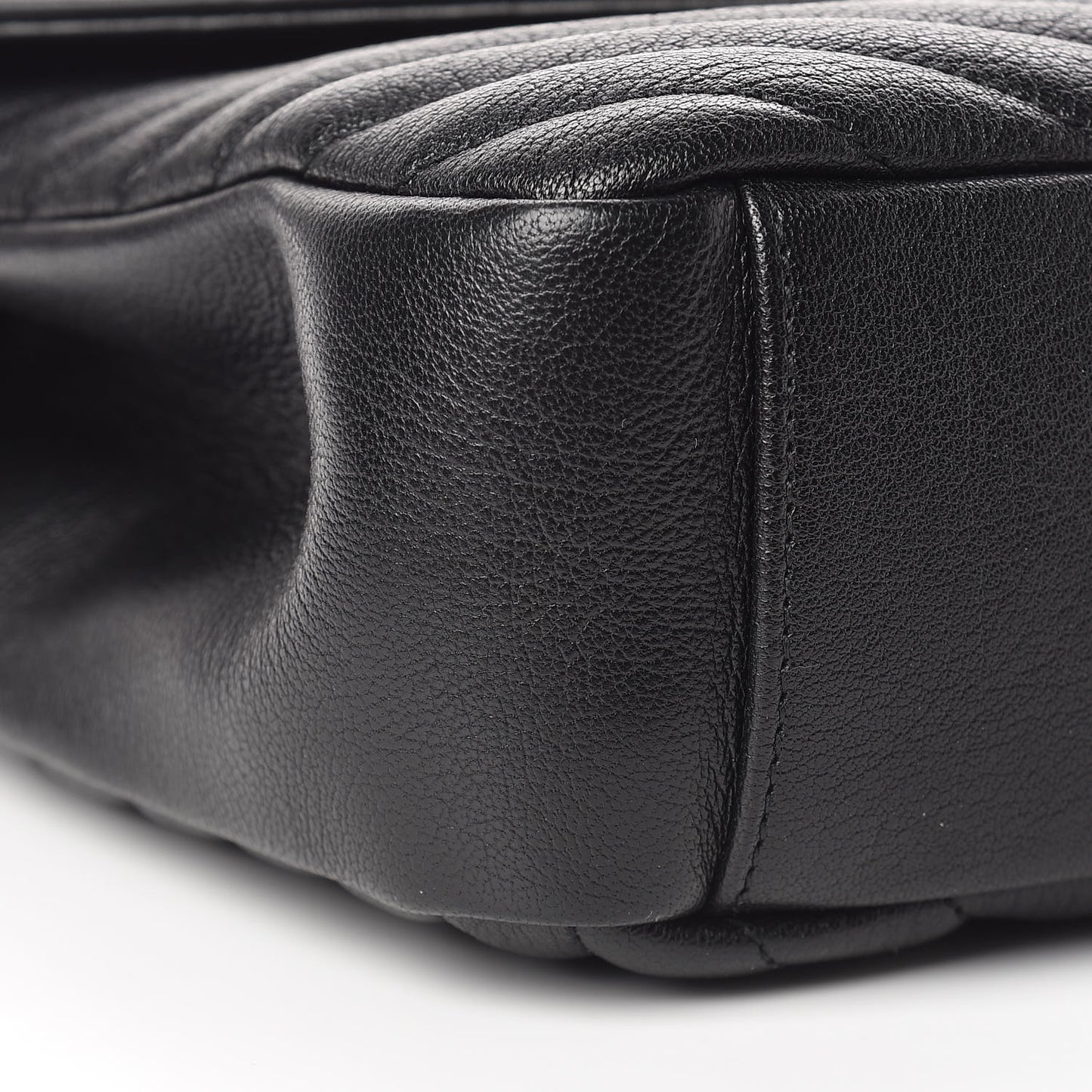 Sheepskin Matelasse Chevron Monogram Large College Satchel Black