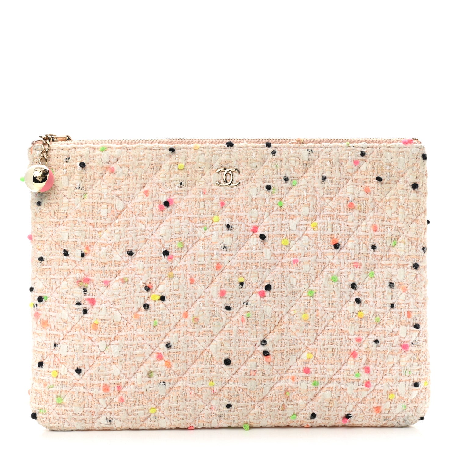 Chanel Tweed Candy Cotton Quilted Medium Cosmetic Pouch Multicolor 1 of 9