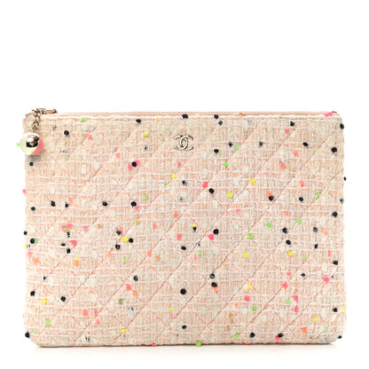 Chanel Tweed Candy Cotton Quilted Medium Cosmetic Pouch Multicolor 1 of 9