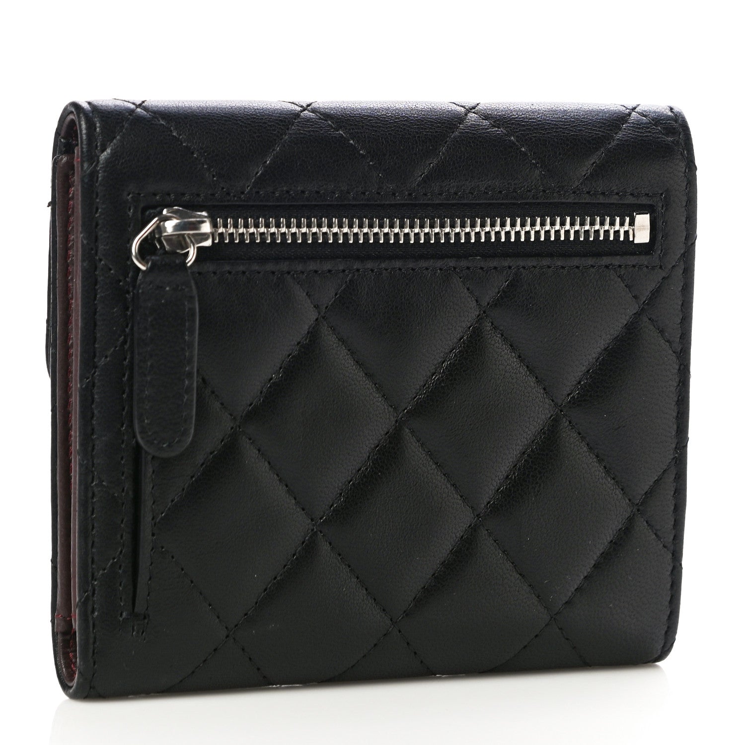 Chanel Lambskin Quilted Compact Flap Wallet Black 3 of 13