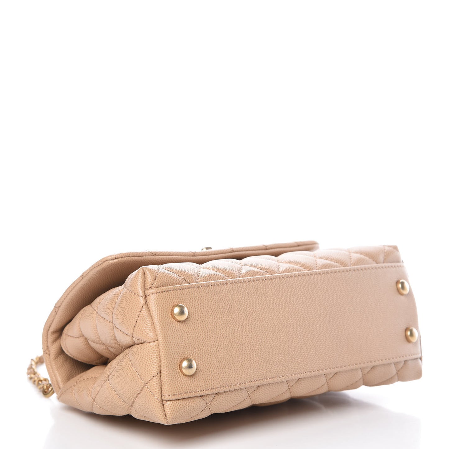 Caviar Quilted Mini Coco Handle Flap Beige