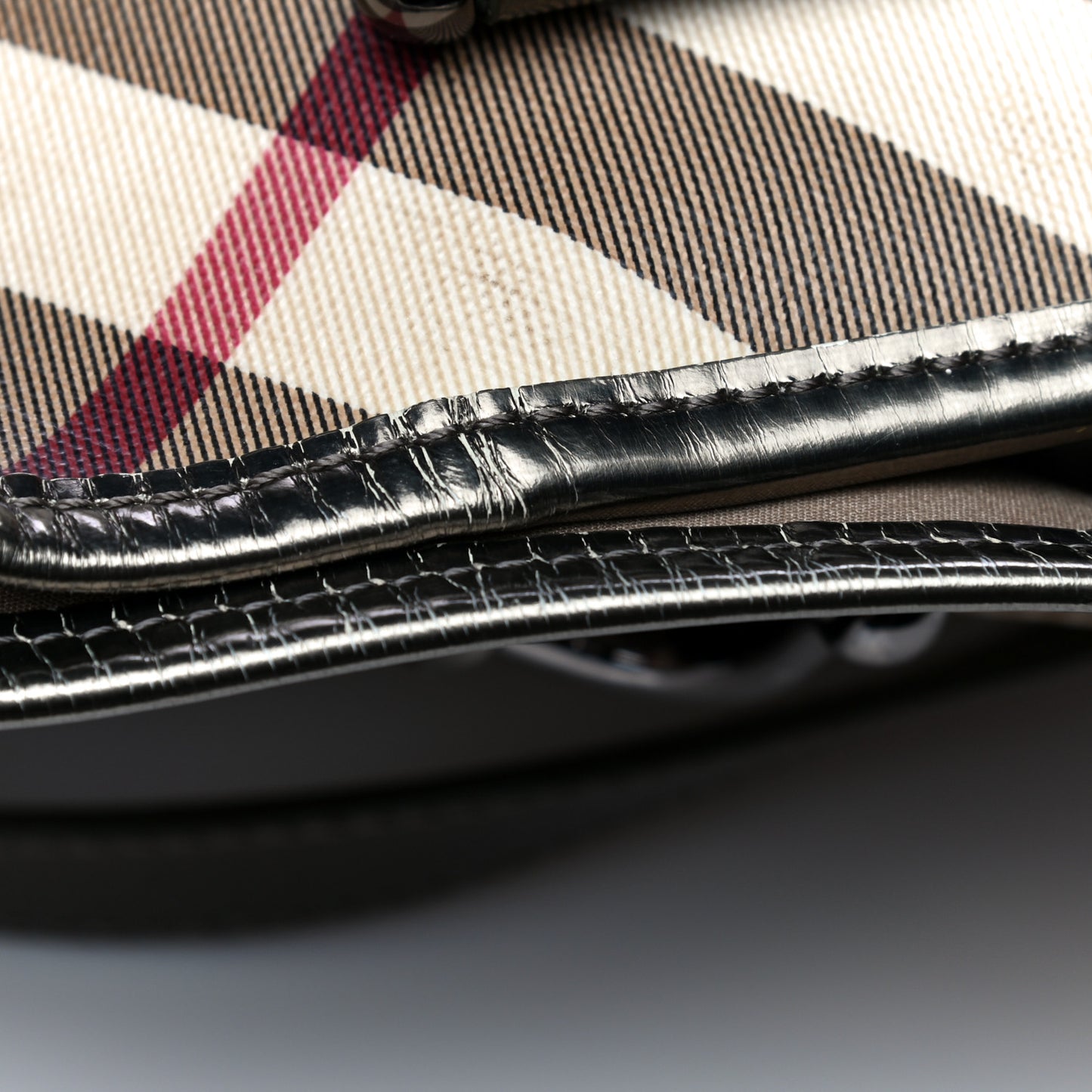 Patent Trim Nova Check Small Nickie Shopper Tote