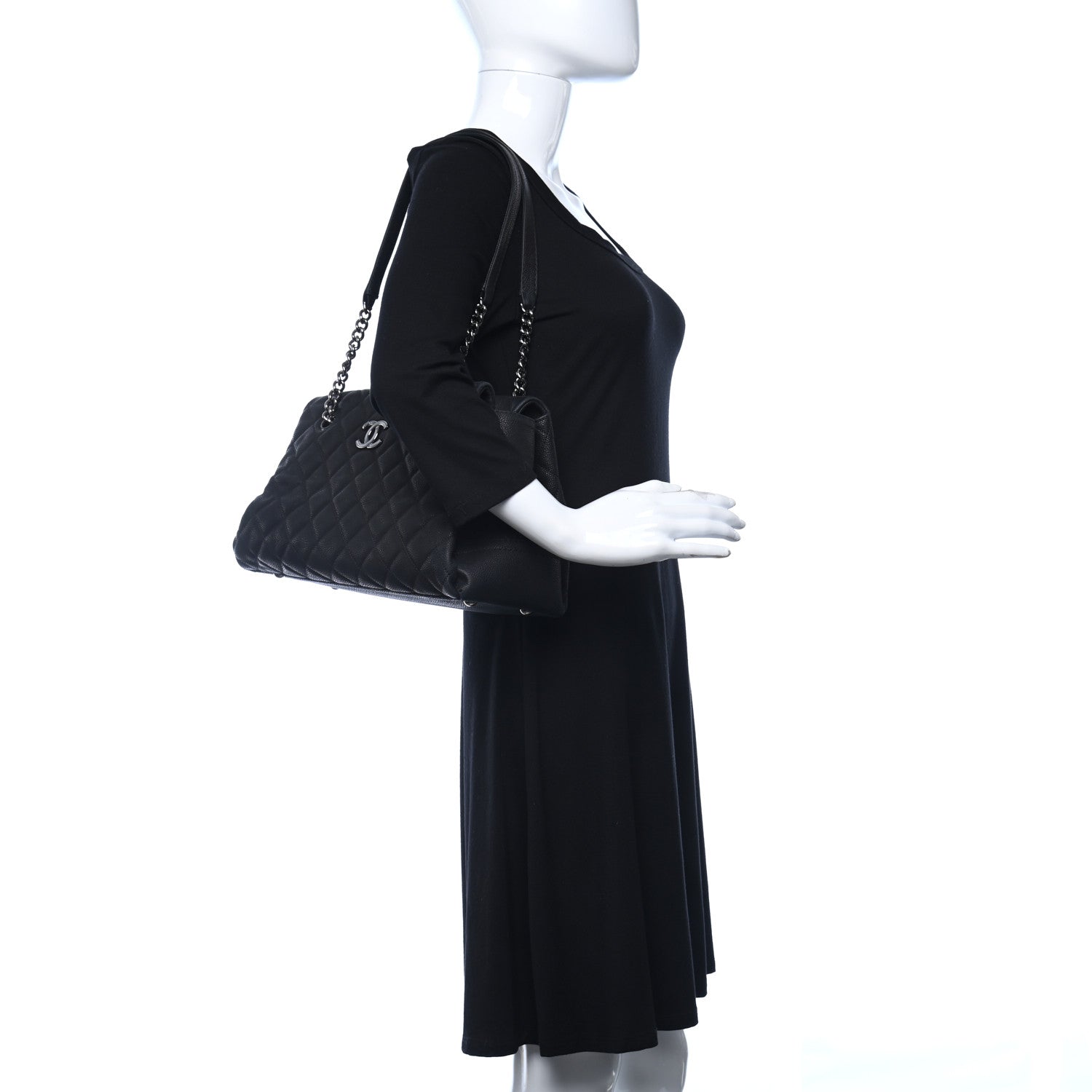 Chanel Iridescent Caviar Quilted Lady Pearly Tote Black 2 of 8