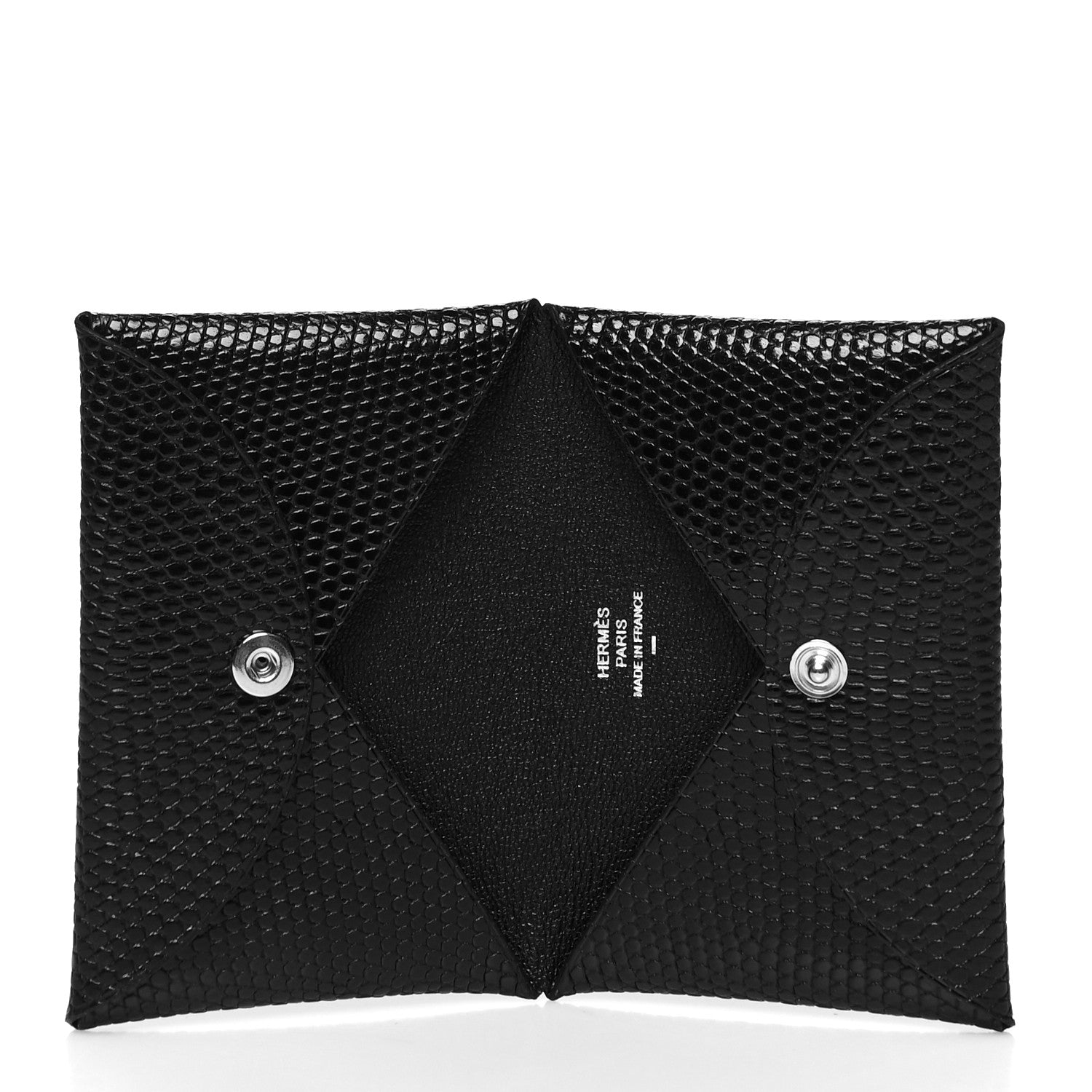 Hermes Lizard Calvi Card Case Black 5 of 10