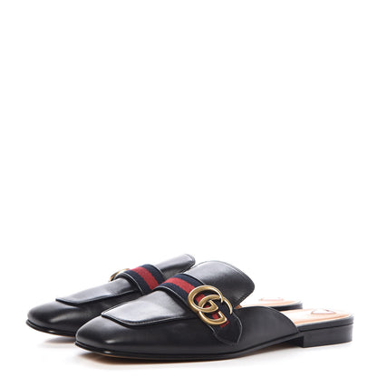 Gucci Calfskin Web Womens Peyton GG Slippers 40 Black 3 of 16