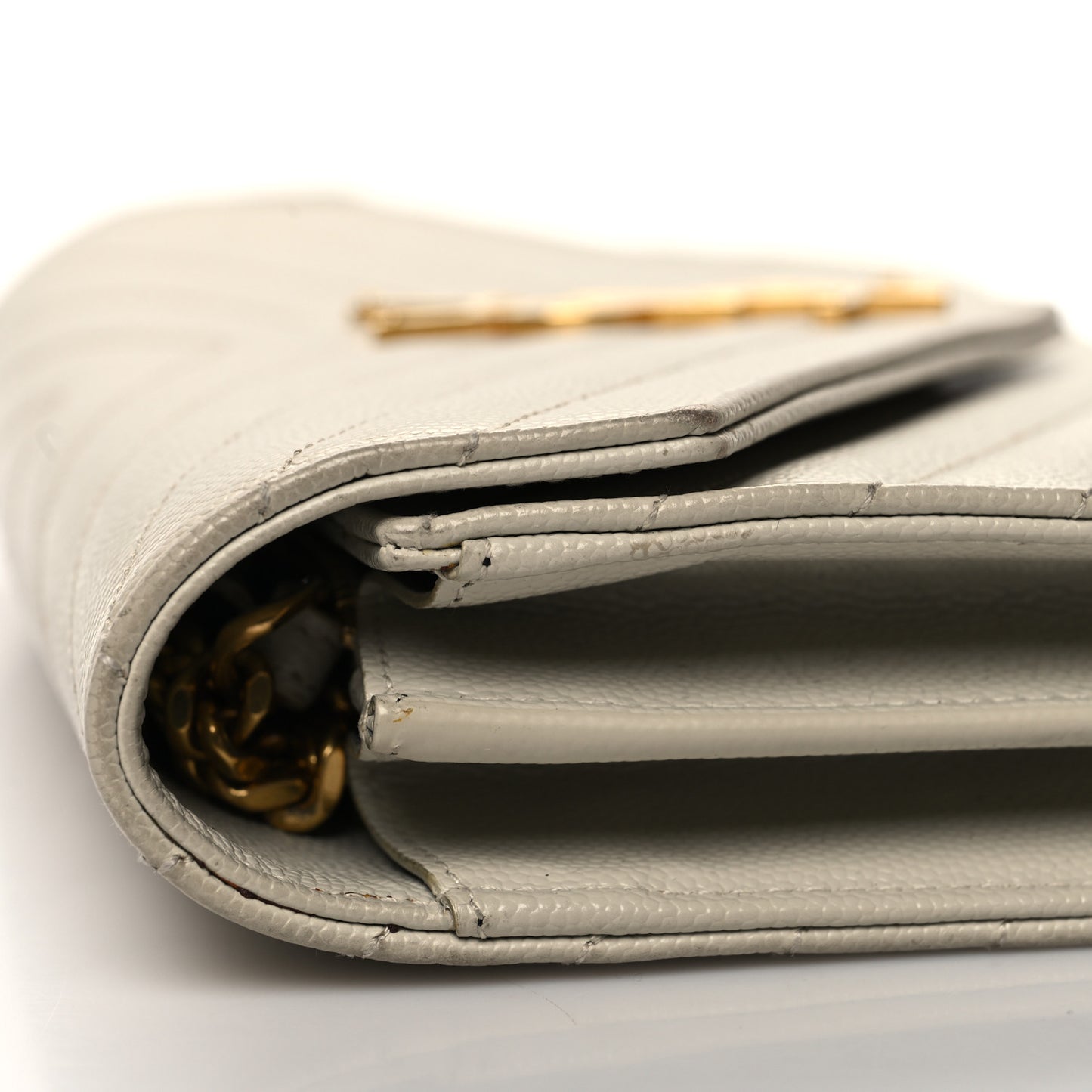 Grain De Poudre Matelasse Chevron Monogram Chain Wallet Crema Soft