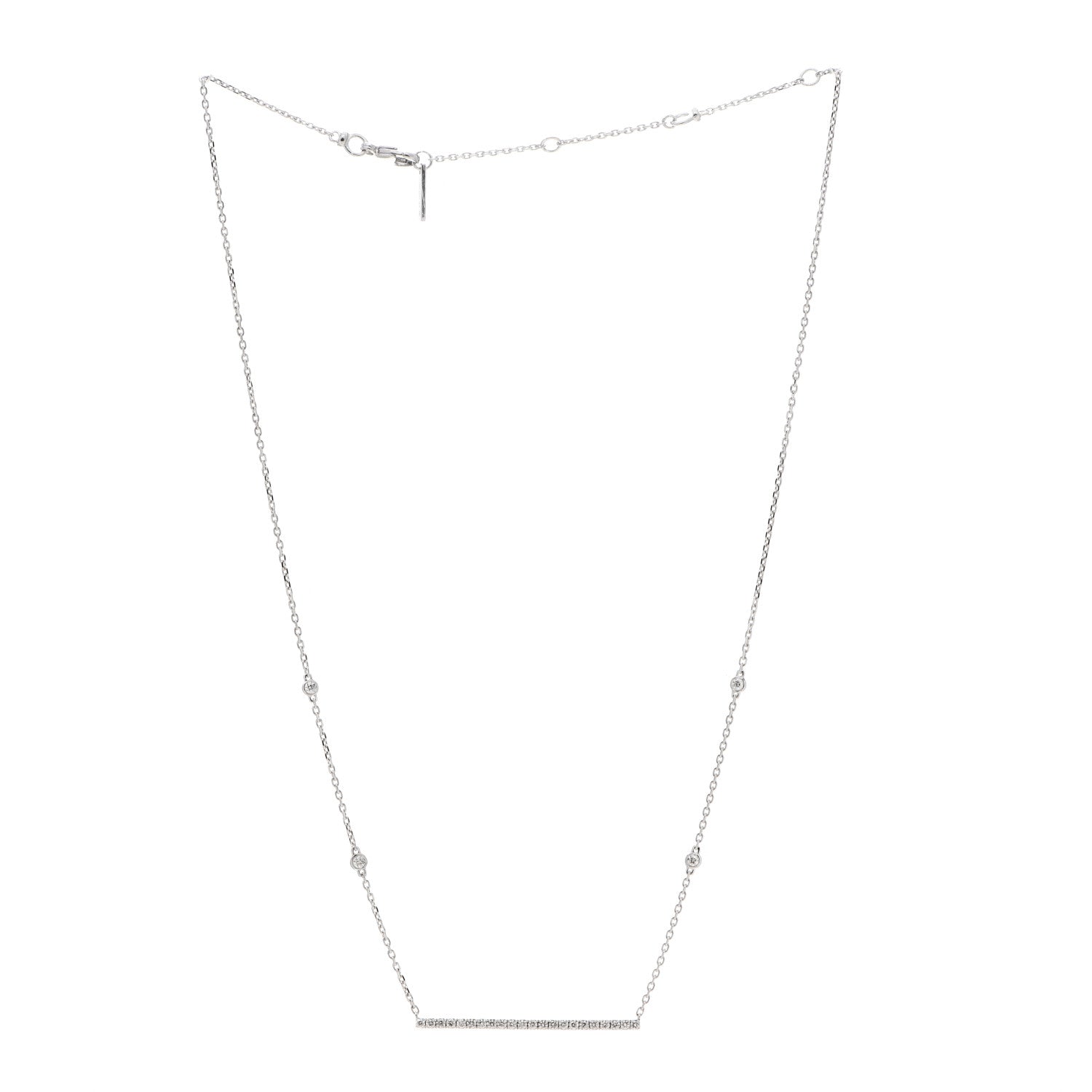 Messika 18K White Gold Diamond Gatsby Horizontal Bar Necklace 3 of 5