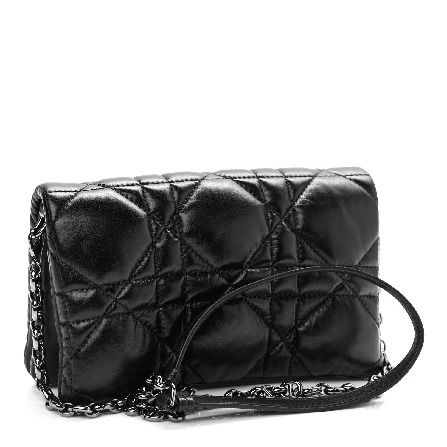 Christian Dior Calfskin Macrocannage Mini Caro Bag Black 2 of 9
