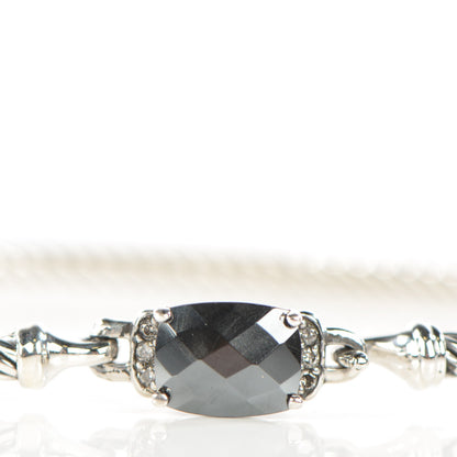 David Yurman Sterling Silver Diamond Hematite 3mm Petite Wheaton Bracelet 4 of 6