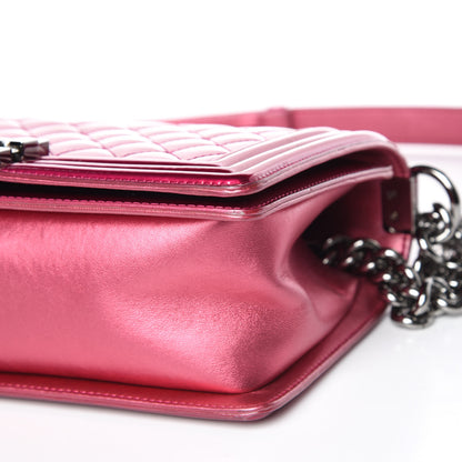 Chanel Metallic Patent Calfskin Quilted Medium Boy Flap Pink 9 of 10