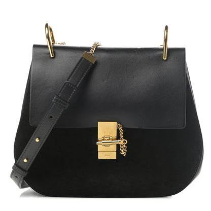 Chloe Suede Smooth Calfskin Medium Drew Shoulder Bag Black 1 of 15