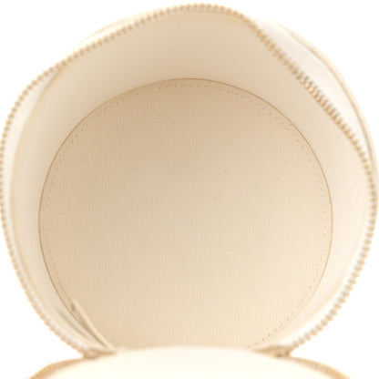 Chanel Lambskin Quilted Round Small Vanity Case With Chain White Black 5 of 10