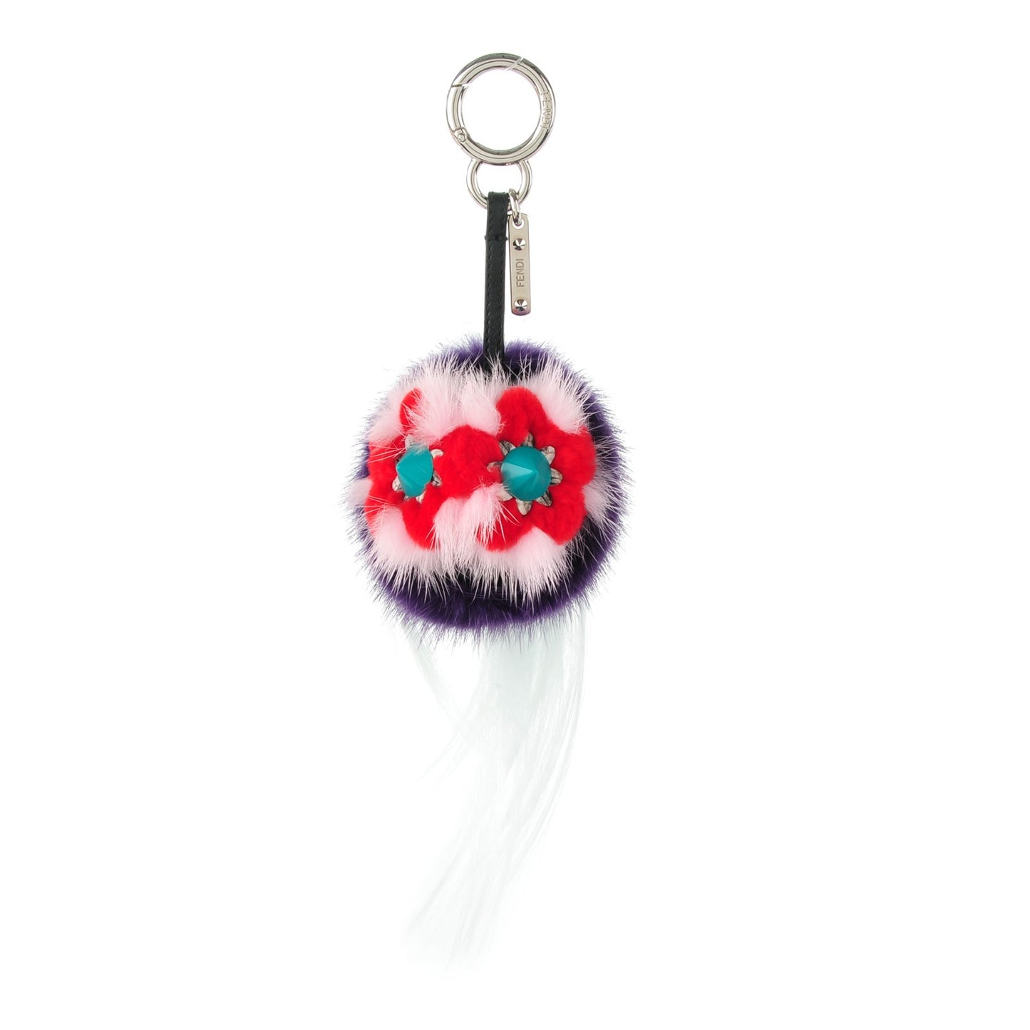 Fox Fur Monster Flowery Mini Bag Bug Charm Viola Acqua Multicolor