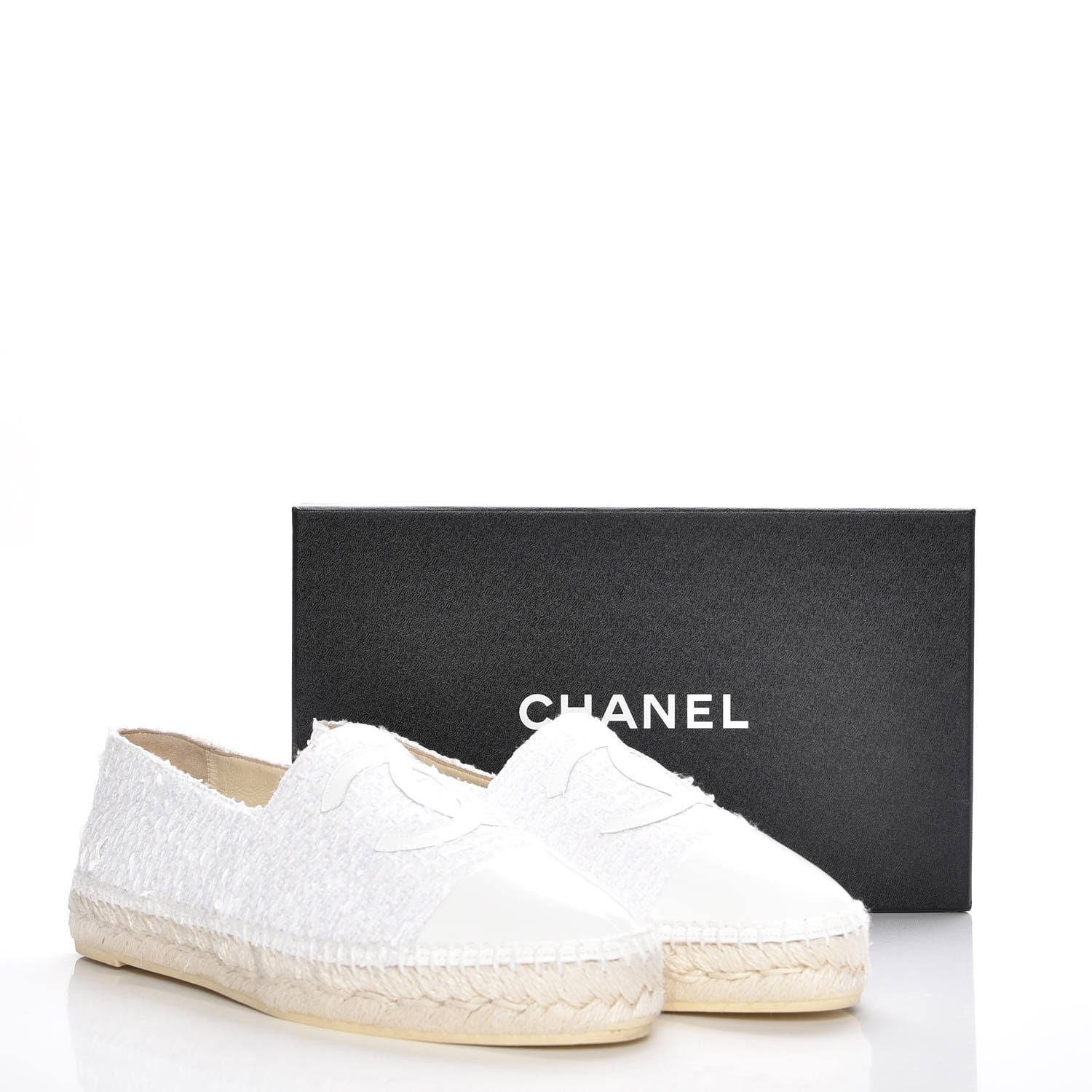 Chanel Tweed Patent CC Espadrilles 42 White 11 of 11