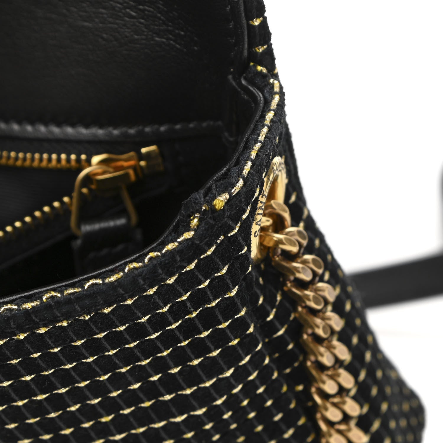 Saint Laurent Suede Contrast Stitching Monogram Kate 99 Black 12 of 15